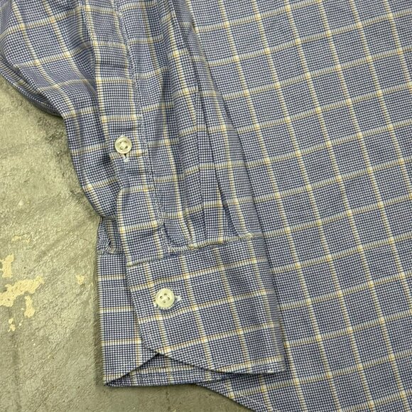 Canali Dress Shirt Current Check Houndstooth Italy Cotton Blue 14 1/2 Small - Picture 4 of 9